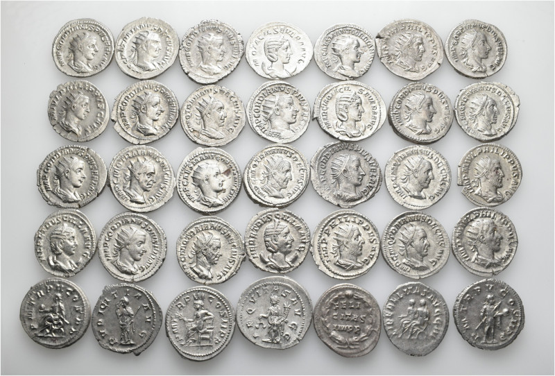A lot containing 35 silver coins. Including: Antoniniani of Gordian III (13), Ph...