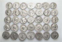 A lot containing 35 silver coins. Including: Antoniniani of Gordian III (13), Philip I (7), Philip II (2), Otacilia Severa (2), Trajan Decius (8), Her...