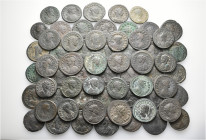 A lot containing 64 bronze coins. All: Probus. About fine to about very fine. LOT SOLD AS IS, NO RETURNS. 64 coins in lot (with old coin flips and tic...