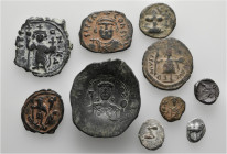A lot containing 2 silver, 7 bronze coins and 1 lead tessera. Includes: Greek, Roman, Byzantine. Fine to about very fine. LOT SOLD AS IS, NO RETURNS. ...