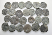 A lot containing 25 bronze coins. All: Byzantine with countermarks. Fine to about very fine. LOT SOLD AS IS, NO RETURNS. 25 coins in lot.