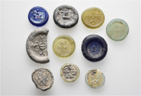 A lot containing 10 glass weights. All: Byzantine. Fine to good very fine. LOT SOLD AS IS, NO RETURNS. 10 weights in lot.
