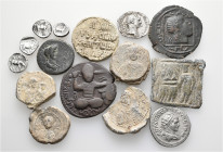 A lot containing 6 silver, 3 bronze coins, 5 lead seals and 1 bronze amulet. Includes: Greek, Roman Provincial, Roman Imperial, Byzantine and Islamic....