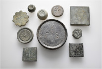 A lot containing 10 bronze weights. All: Byzantine. Fine to very fine. LOT SOLD AS IS, NO RETURNS. 10 weights in lot.