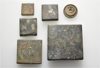 A lot containing 6 bronze weights. All: Byzantine. Fair to fine. LOT SOLD AS IS, NO RETURNS. 6 weights in lot.