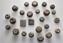 A lot containing 25 bronze weights. Includes: Byzantine and Islamic. Fine to very fine. LOT SOLD AS IS, NO RETURNS. 25 weights in lot.