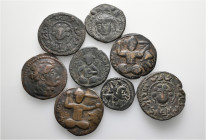 A lot containing 8 bronze coins. All: Islamic. Fine to about very fine. LOT SOLD AS IS, NO RETURNS. 8 coins in lot.