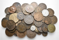 A lot containing 2 silver and 63 bronze coins. All: France. Fine to very fine. LOT SOLD AS IS, NO RETURNS. 65 coins in lot.


From the collection o...
