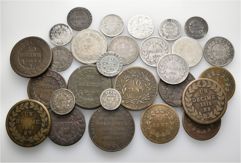 A lot containing 28 silver and bronze coins. All: France. Fine to very fine. LOT...