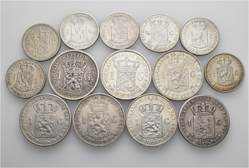 A lot containing 14 silver coins. All: Netherlands. Fine to extremely fine. LOT ...