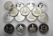 A lot containing 15 silver and copper-nickel coins. All: Palau. About extremely fine to good extremely fine. LOT SOLD AS IS, NO RETURNS. 15 coins in l...