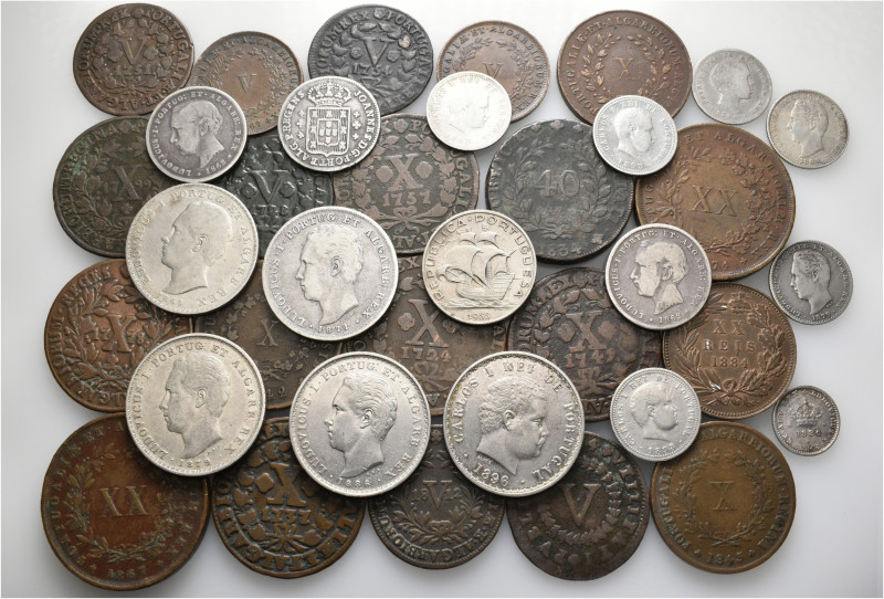 A lot containing 16 silver and 20 bronze coins. All: Portugal. Fine to very fine...