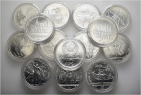 A lot containing 14 silver coins. All: Russia. 10 Roubles. Extremely fine to uncirculated. LOT SOLD AS IS, NO RETURNS. 14 coins in lot.