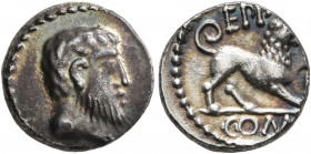 BRITAIN. Atrebates & Regni. Eppillus, circa 10 BC-AD 10. Quinarius (Silver, 12 mm, 1.30 g, 8 h). Bearded male head to right. Rev. EPP[I] / COM Lion st...