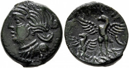 NORTHWEST GAUL. Carnutes. Vandiilos, circa 50-30 BC. AE (Bronze, 16 mm, 4.11 g, 1 h). Celticized draped female bust to left. Rev. VANDIILOS Eagle stan...