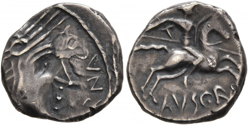 SOUTHERN GAUL. Allobroges. Circa 61-40 BC. Quinarius (Silver, 14 mm, 1.93 g, 3 h...
