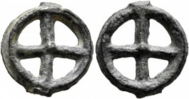 CENTRAL EUROPE. Helvetii. 3rd-2nd centuries BC. 'Wheel Money' (Potin, 15 mm, 1.87 g). Wheel of four spokes. SLM 984. Very fine.