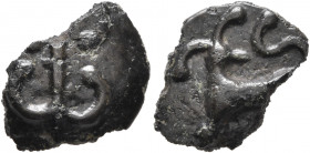 CENTRAL EUROPE. Helvetii. Early 1st century BC. Cast unit (Potin, 14 mm, 2.32 g), 'Zürcher' type. Thunderbolt. Rev. Mountain goat standing left, head ...