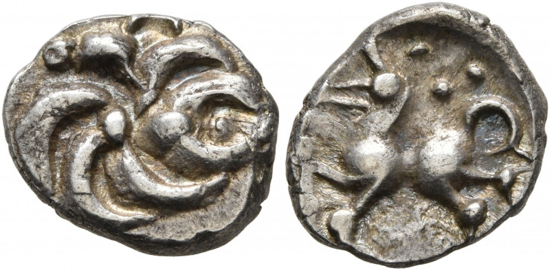 CENTRAL EUROPE. Vindelici. Mid 1st century BC. Quinarius (Silver, 13 mm, 1.81 g)...