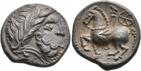CARPATHIAN REGION. Uncertain tribe. Circa 2nd century BC. Tetradrachm (Silver, 23 mm, 13.00 g, 11 h), 'Birnenscheitel mit Rad' type. Celticized laurea...