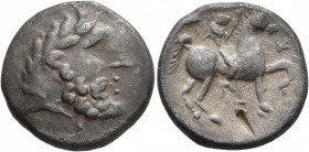 CARPATHIAN REGION. Uncertain tribe. Circa 2nd century BC. Tetradrachm (Silver, 23 mm, 11.84 g, 5 h), 'Birnenscheitel mit drei Buchstaben' type. Celtic...