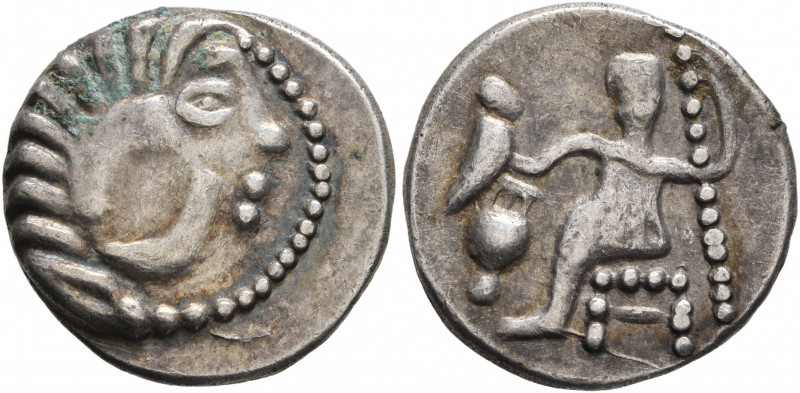 LOWER DANUBE. Uncertain tribe. Circa 2nd-1st centuries BC. Drachm (Silver, 17 mm...