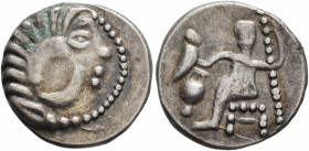 LOWER DANUBE. Uncertain tribe. Circa 2nd-1st centuries BC. Drachm (Silver, 17 mm, 3.08 g, 12 h), imitating Alexander III of Macedon. Celticized head o...