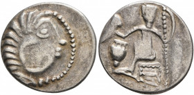 LOWER DANUBE. Uncertain tribe. Circa 2nd-1st centuries BC. Drachm (Silver, 19 mm, 3.14 g, 11 h), imitating Alexander III of Macedon. Celticized head o...