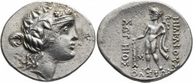 LOWER DANUBE. Imitations of Thasos. Late 2nd-1st century BC. Tetradrachm (Silver, 34 mm, 17.41 g, 12 h). Celticized head of Dionysos to right, wearing...