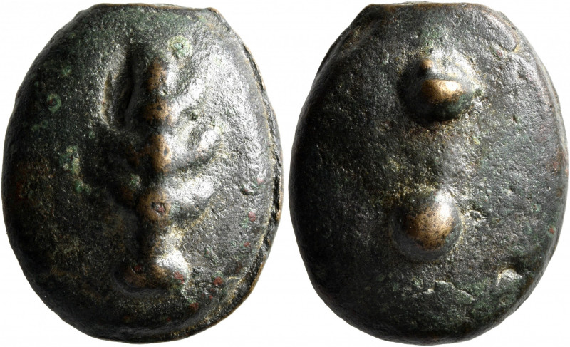 UMBRIA. Uncertain. 3rd century BC. Sextans (Bronze, 22x27 mm, 25.39 g). Club. Re...