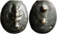 UMBRIA. Uncertain. 3rd century BC. Sextans (Bronze, 22x27 mm, 25.39 g). Club. Rev. Two pellets (mark of value). HN Italy 54. ICC 199. Thurlow-Vecchi 1...