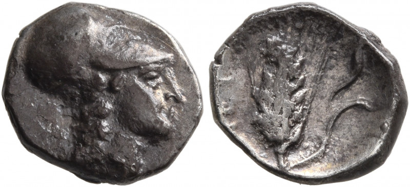 LUCANIA. Metapontion. Circa 325-275 BC. Diobol (Silver, 11 mm, 1.11 g, 4 h). Hea...