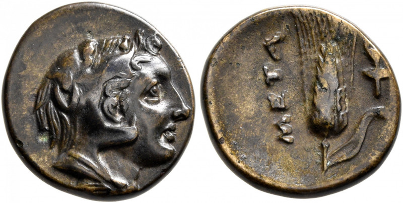 LUCANIA. Metapontion. Circa 275-250 BC. AE (Bronze, 15 mm, 2.62 g, 9 h). Head of...