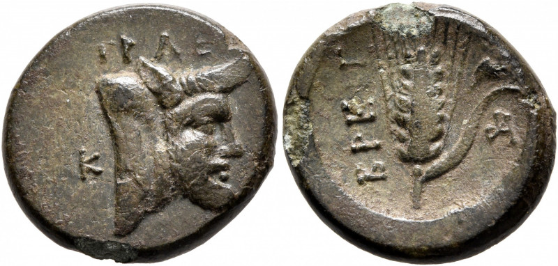 BRUTTIUM. Breig…. Circa 340-320 BC. Hemiobol (?) (Bronze, 18 mm, 3.79 g, 6 h), s...