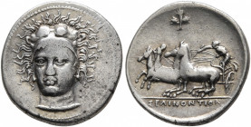 SICILY. Selinos. Circa 410 BC. Hemidrachm (Silver, 15 mm, 1.83 g, 5 h). Head of Herakles facing slightly to left, wearing lion skin headdress. Rev. ΣΕ...