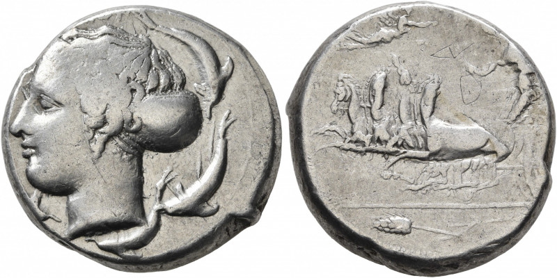 SICILY. Syracuse. Second Democracy, 466-405 BC. Tetradrachm (Silver, 24 mm, 17.3...