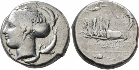 SICILY. Syracuse. Second Democracy, 466-405 BC. Tetradrachm (Silver, 24 mm, 17.32 g, 11 h), dies signed by Phrygillos and Euarchidas, circa 415-405. [...