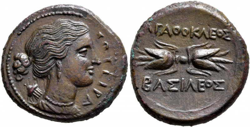 SICILY. Syracuse. Agathokles, 317-289 BC. Litra (Bronze, 24 mm, 9.11 g, 9 h). ΣΩ...