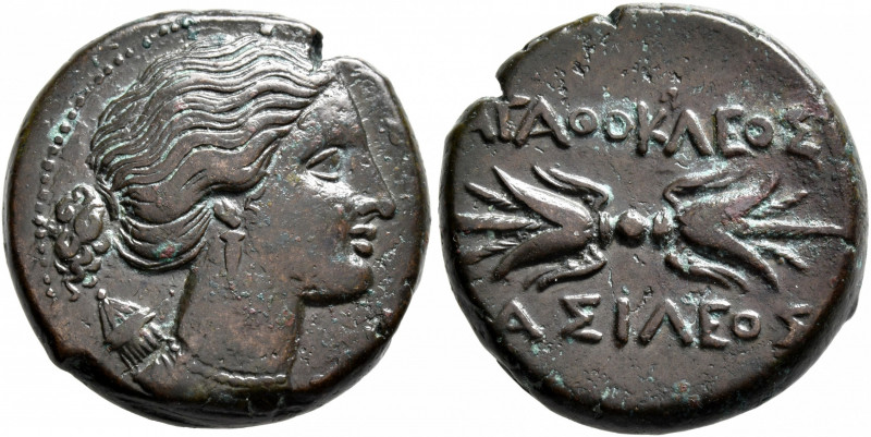 SICILY. Syracuse. Agathokles, 317-289 BC. Litra (Bronze, 22 mm, 9.79 g, 1 h). ΣΩ...