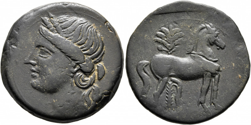 CARTHAGE. Second Punic War. Circa 220-215 BC. Trishekel (Bronze, 30 mm, 17.92 g,...