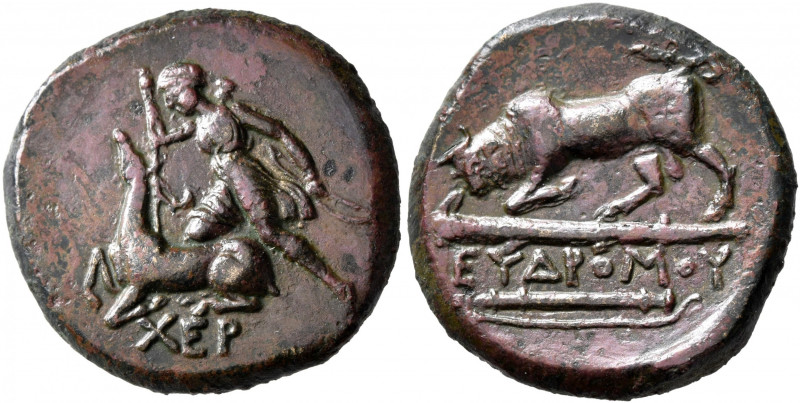 TAURIC CHERSONESOS. Chersonesos. Circa 300-290 BC. AE (Bronze, 22 mm, 6.95 g, 3 ...