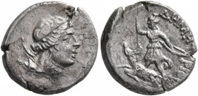 TAURIC CHERSONESOS. Chersonesos. Circa 90-80 BC. Drachm (Silver, 16 mm, 3.37 g, 12 h), Demetrios, magistrate. Laureate head of Artemis to right, with ...