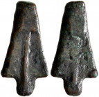 TAURIC CHERSONESOS. Karkinitis. Circa 470-460 BC. AE (Bronze, 8x11 mm, 0.61 g). Cast bilobate arrowhead with T on one side. Anokhin 601. HGC 3, 2116. ...