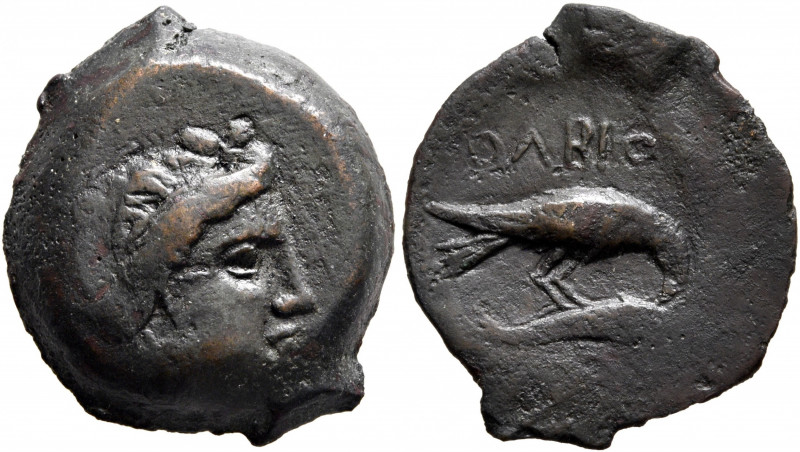 SKYTHIA. Olbia. Circa 400-350 BC. AE (Bronze, 19 mm, 4.28 g, 12 h). Head of Deme...