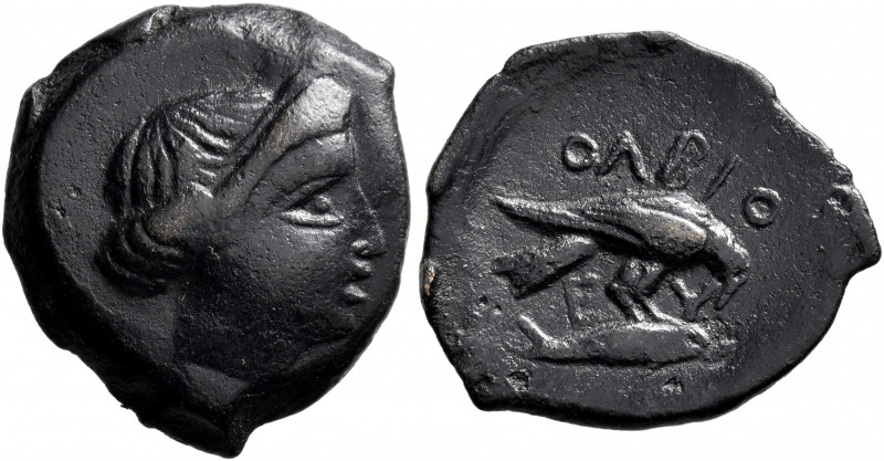 SKYTHIA. Olbia. Circa 400-350 BC. AE (Bronze, 20 mm, 3.81 g, 3 h). Head of Demet...
