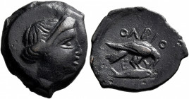 SKYTHIA. Olbia. Circa 400-350 BC. AE (Bronze, 20 mm, 3.81 g, 3 h). Head of Demeter to right, wearing wreath of grain ears. Rev. ΟΛΒΙΟ / E-Y Eagle on d...