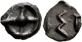 MOESIA. Istros. Late 5th-4th centuries BC. Cast unit (Bronze, 12 mm, 1.22 g). Wheel of four spokes. Rev. ΙΣΤ. HGC 3.2, 1811. SNG BM Black Sea 221-2. S...