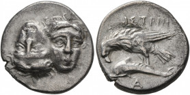 MOESIA. Istros. Circa 280-256/5 BC. Drachm (Subaeratus, 19 mm, 4.90 g, 9 h), a contemporary plated imitation. Two facing male heads side by side, one ...