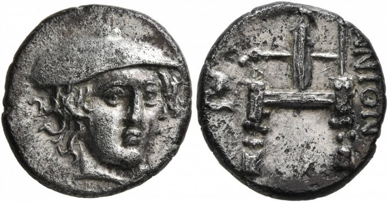 THRACE. Ainos. Circa 357-342/1 BC. Drachm (Silver, 17 mm, 3.74 g, 12 h). Head of...