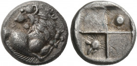 THRACE. Chersonesos. Circa 386-338 BC. Hemidrachm (Silver, 13 mm, 1.86 g). Forepart of a lion right, head turned back to left. Rev. Quadripartite incu...